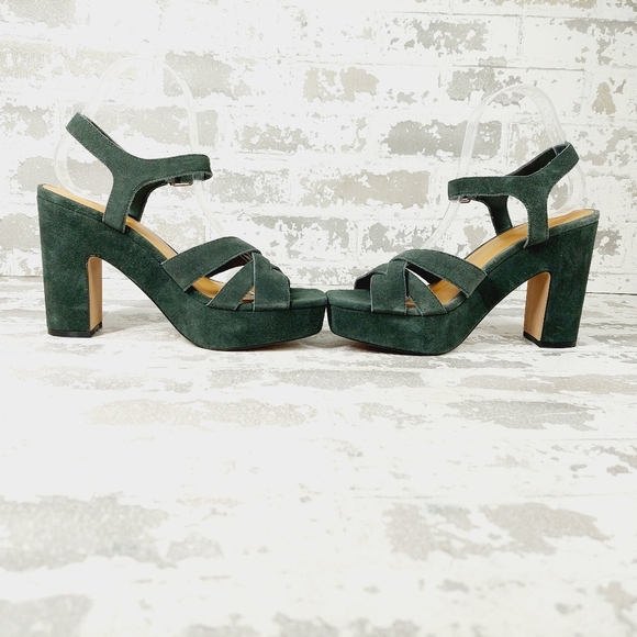 NEW Splendid Piper Brown Suede Heeled Platform Sandals W706 - Picture 7 of 14